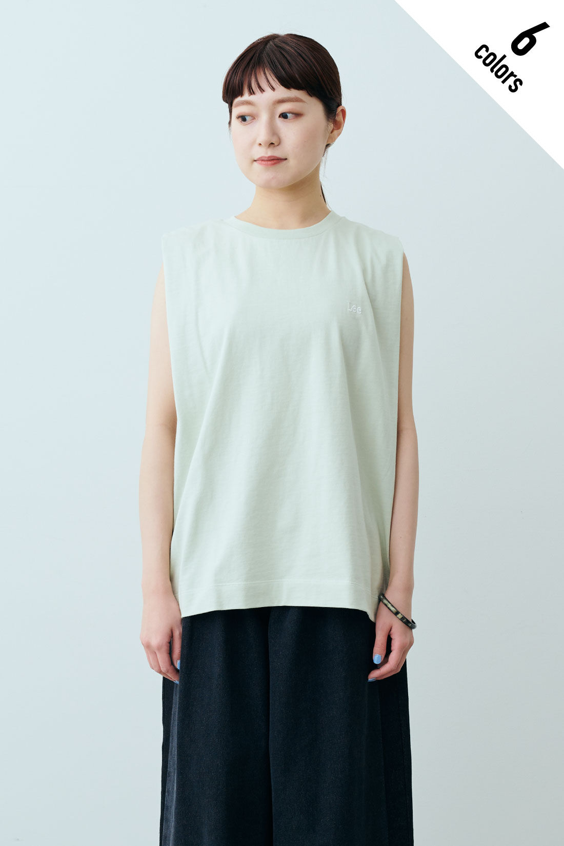 ファッションスペシャル|【WEB限定・特急便】　Lee EMBROIDERY N/S TEE|3：セラドン　モデル身長：163cm