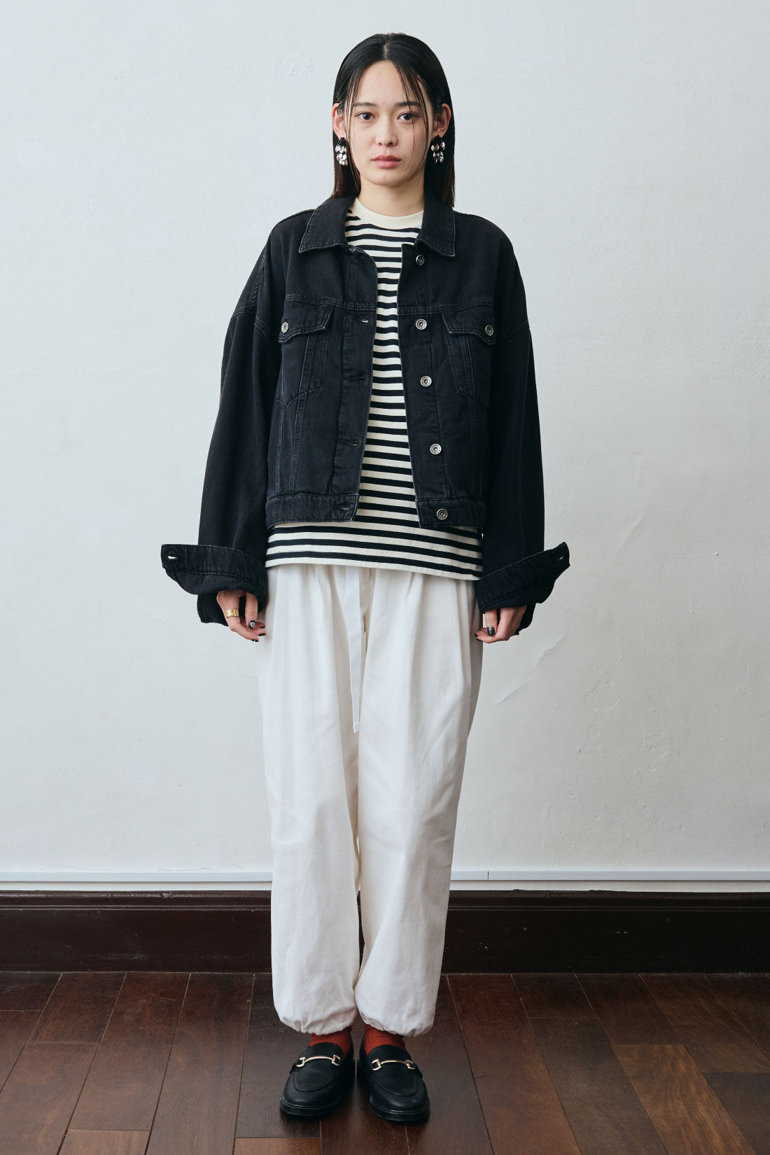 fashion special|【WEB限定・特急便】　ra denim LUJAH ブラックデニムジャケット|モデル身長：167cm