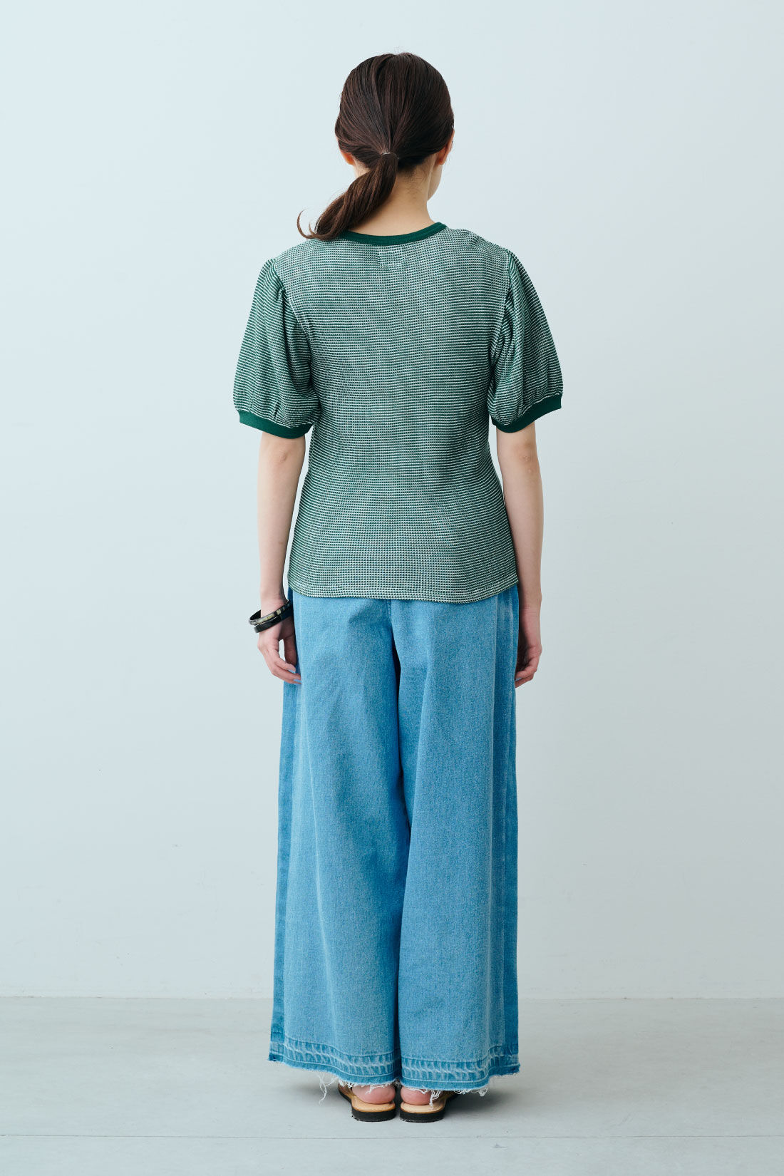 fashion special|【WEB限定・特急便】　Lee WAFFLE RINGER TEE|2：グリーン　モデル身長：163cm