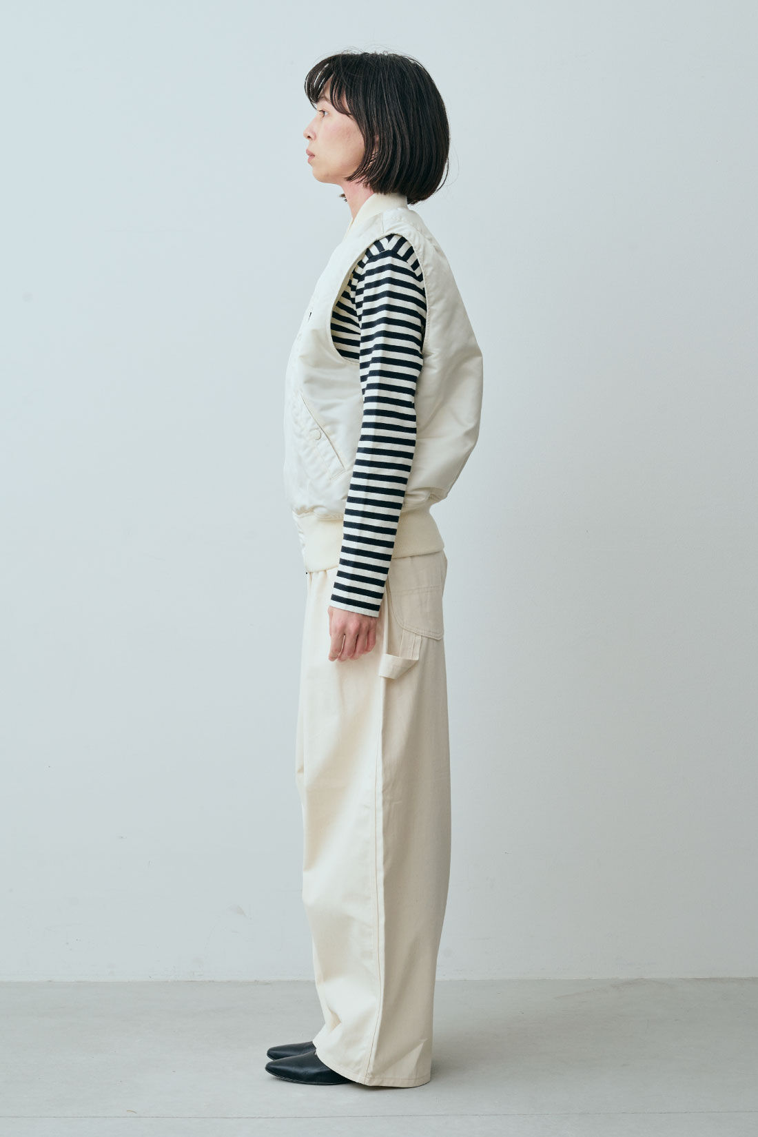 fashion special|【WEB限定・特急便】　ALPHA MA-1 VEST|3：オフホワイト　モデル身長：168cm