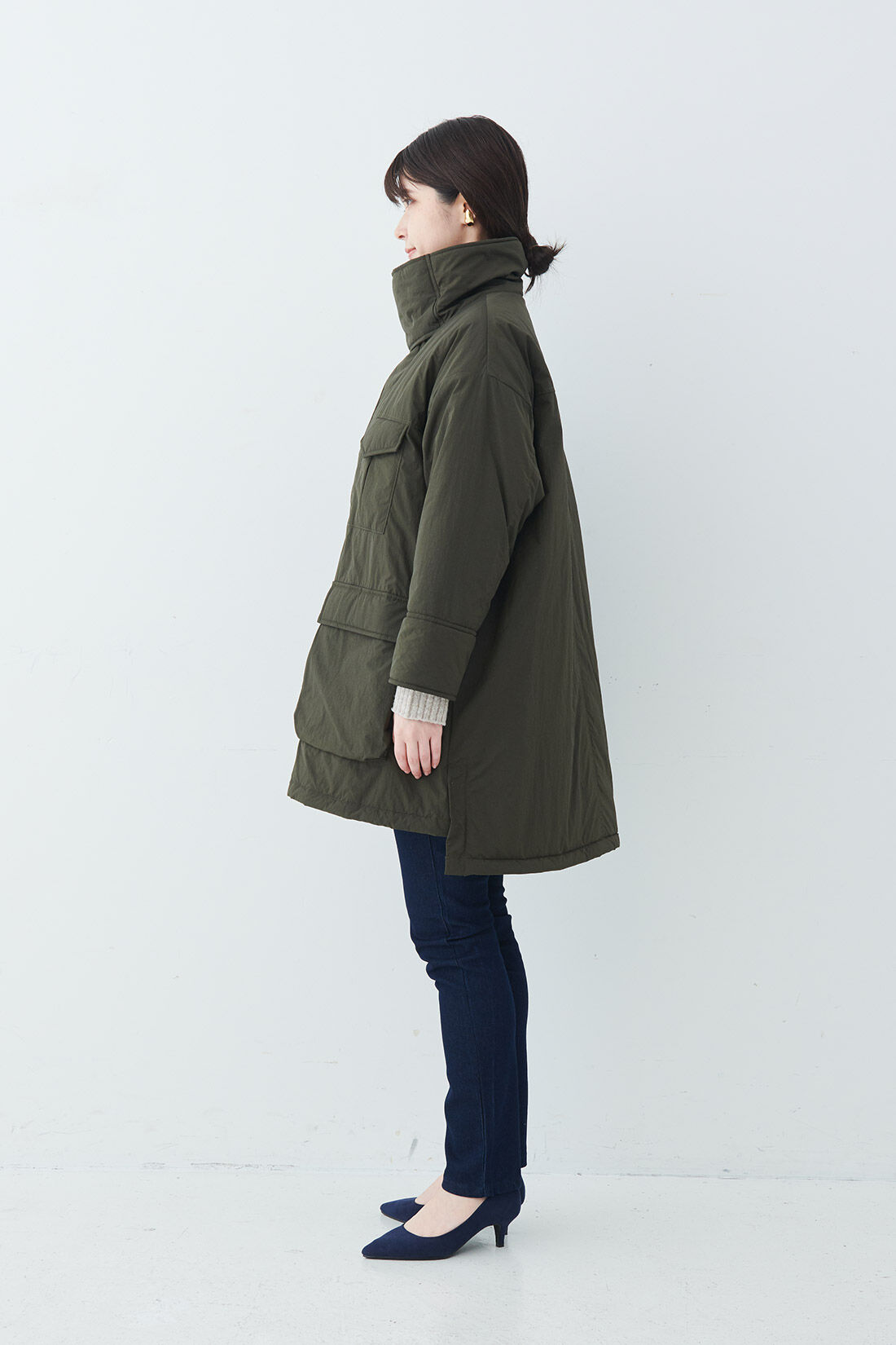 ファッションスペシャル|MEDE19F　オーバーサイズミリタリージャケットコート〈カーキ〉|身長167cm（2サイズ着用 ）