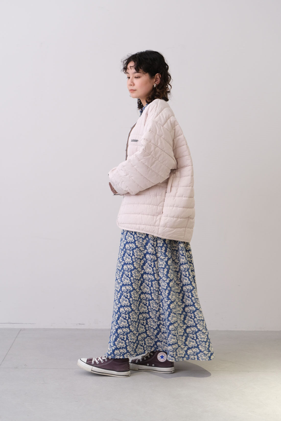 fashion special|MEDE19F 〈SELECT〉　【GERRY】 QUILTING JACKET|1 cream　モデル身長：157cm
