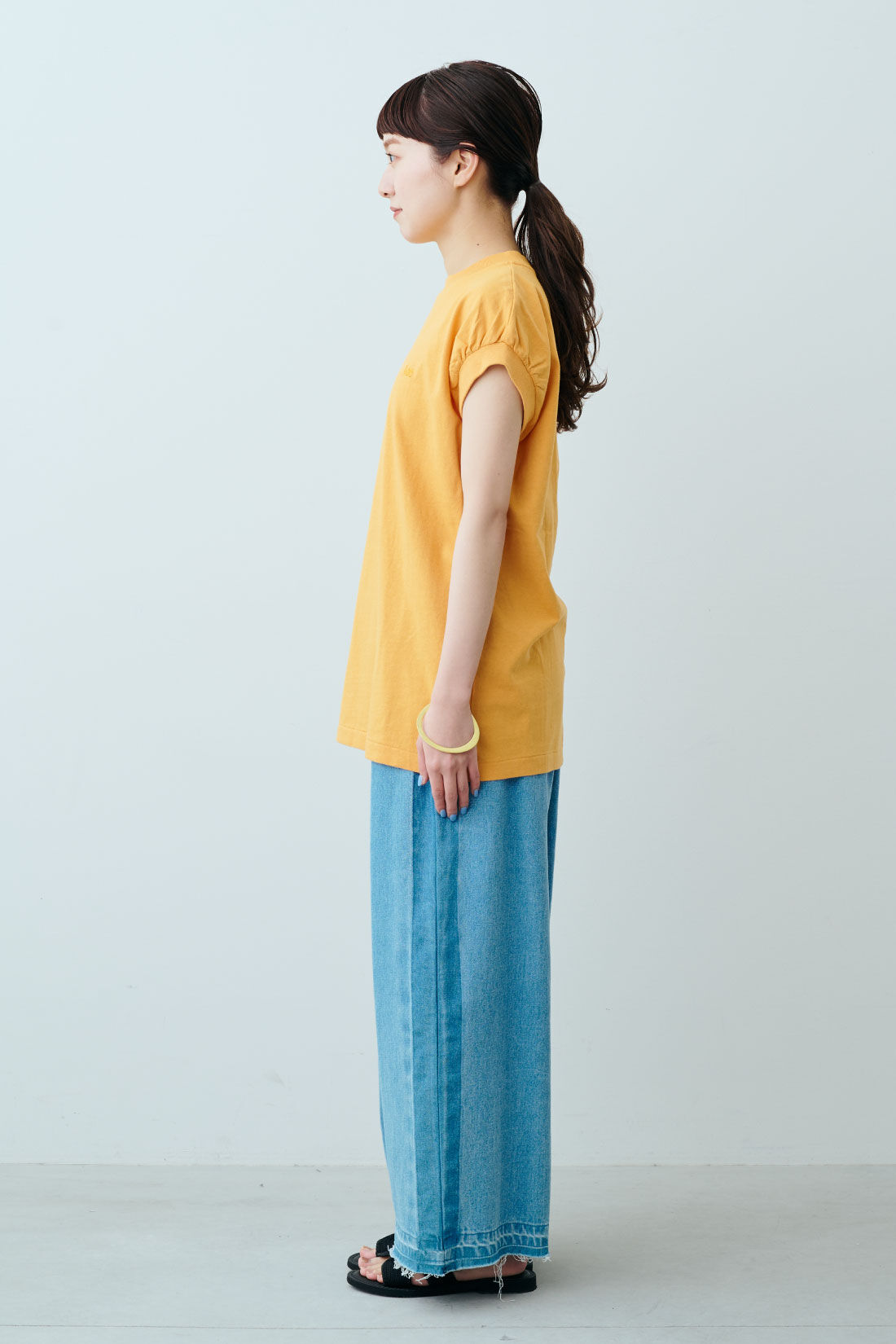 fashion special|【WEB限定・特急便】　Lee PAFF N/S TEE|3：イエロー　モデル身長：163cm