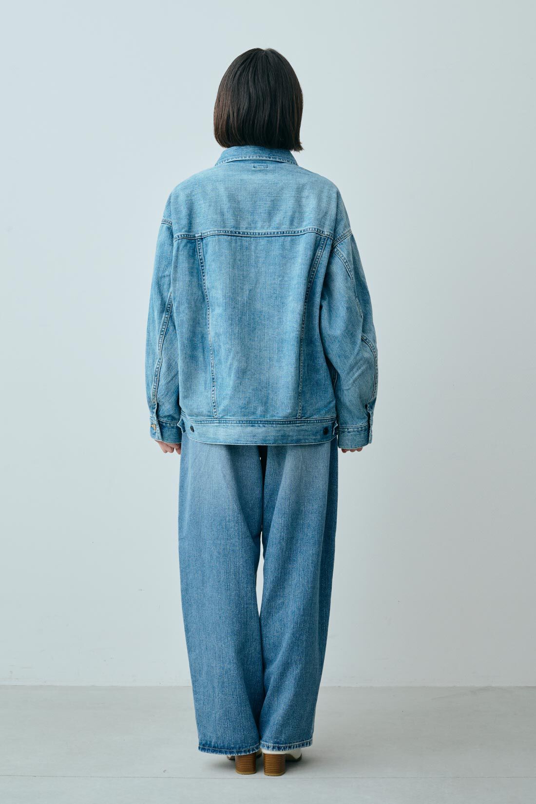fashion special|【WEB限定・特急便】　Lee スーパーサイズライダースジャケット|1：ブルー　モデル身長：168cm