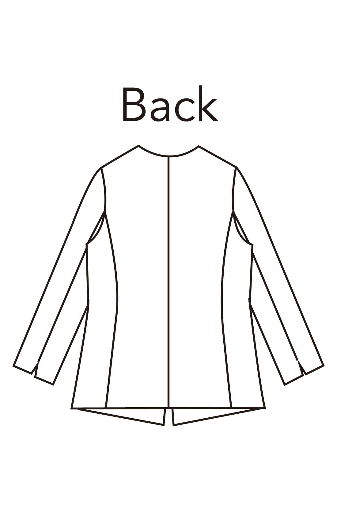 fashion special|【3～10日でお届け】IEDIT[イディット]　きちんと見えて実は伸びやかな 優秀ノーカラージャケット〈ブラック〉|後ろ姿もすっきり見える切り替えライン。