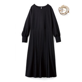 fashion special | ブローチ付き 上品見え優秀ワンピース（ＷＥＢサイズ）〈ブラック〉