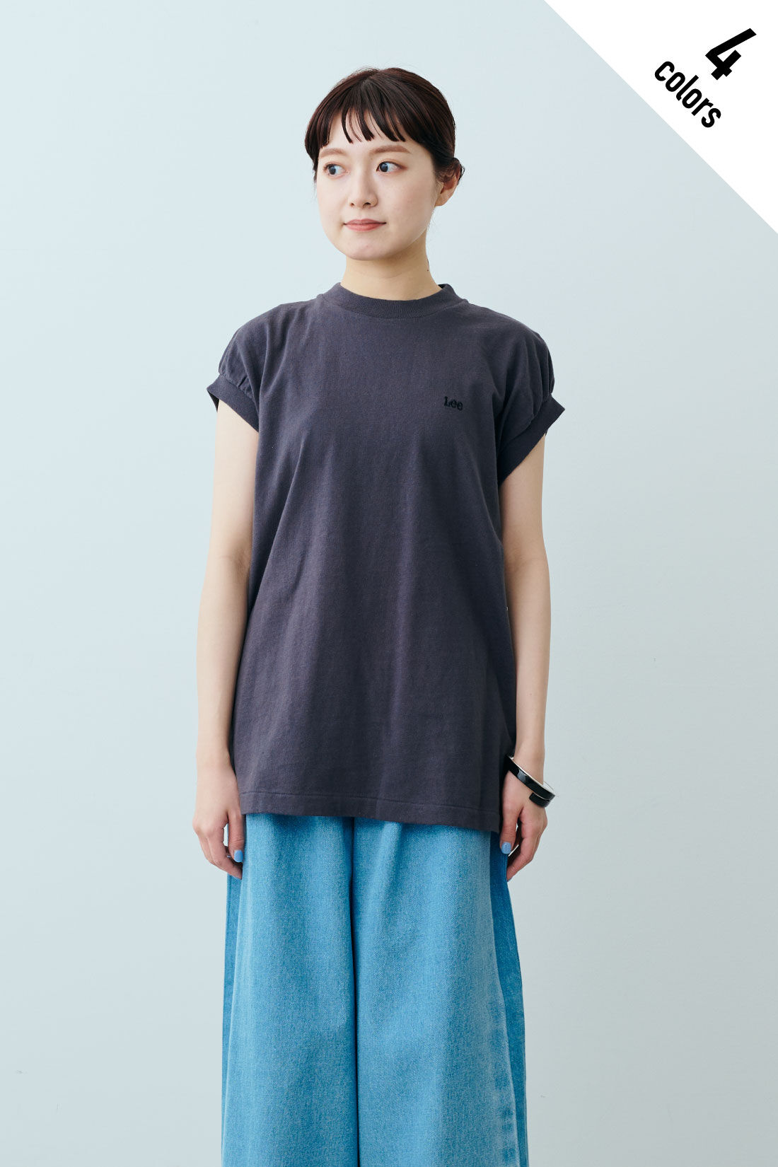 fashion special|【WEB限定・特急便】　Lee PAFF N/S TEE|4：チャコール　モデル身長：163cm