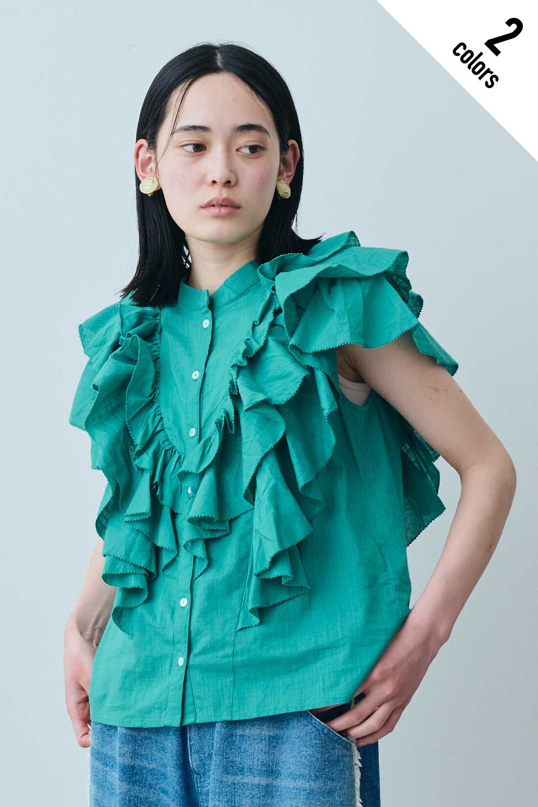 fashion special|【WEB限定・特急便】MEDE19F 〈SELECT〉AAYUSHI　コットンスラブギャザーフリルブラウス