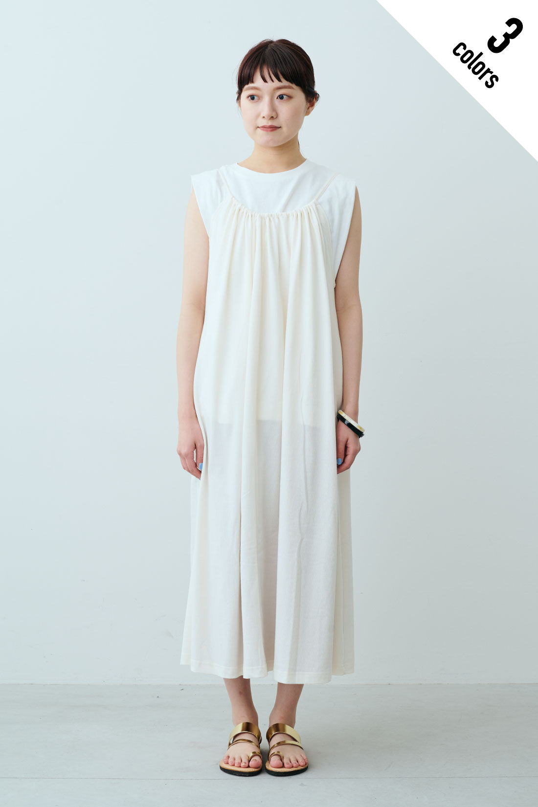 fashion special|【WEB限定・特急便】　Lee CAMISOLE DRESS|2：オフホワイト　モデル身長：163cm（ペチコートを着用しています）