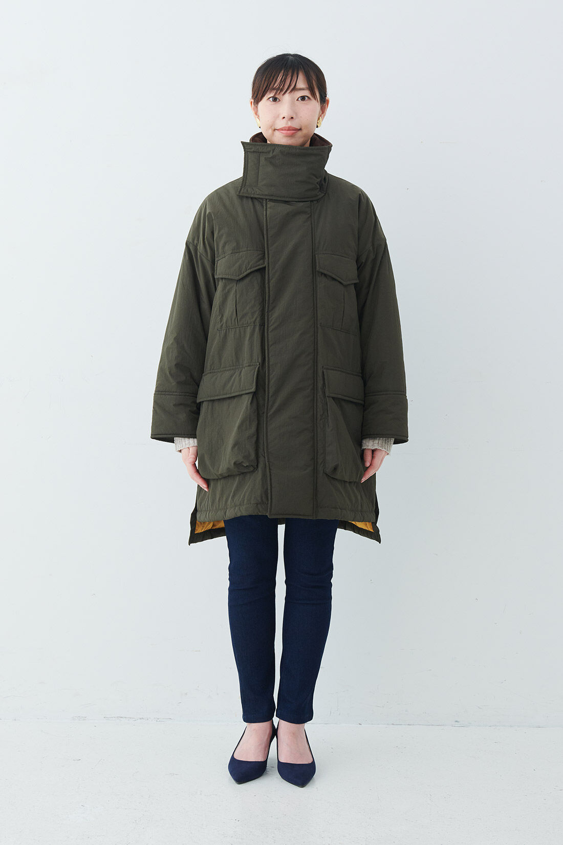 ファッションスペシャル|MEDE19F　オーバーサイズミリタリージャケットコート〈カーキ〉|身長160cm（2サイズ着用 ）