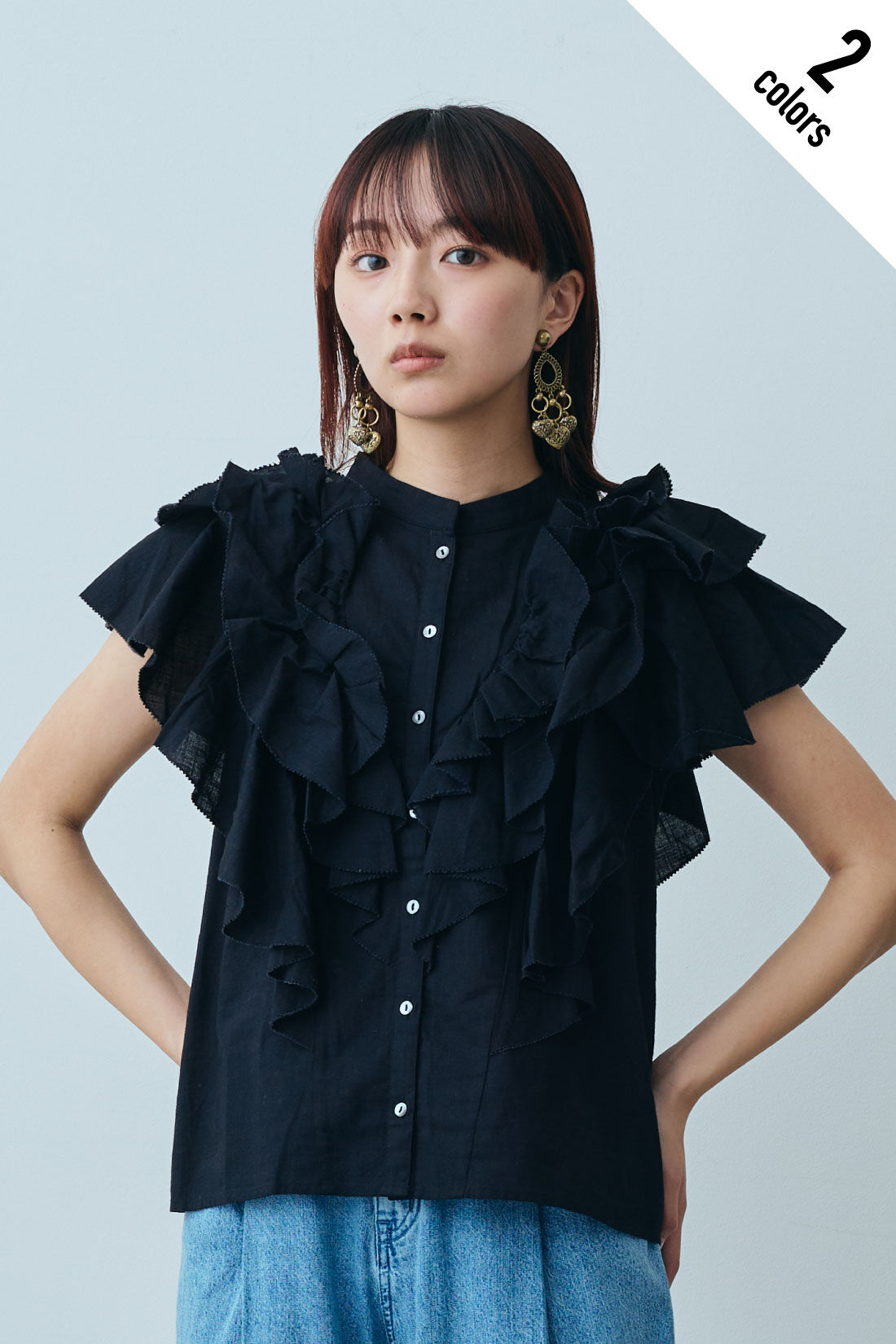 fashion special|【WEB限定・特急便】MEDE19F 〈SELECT〉AAYUSHI　コットンスラブギャザーフリルブラウス