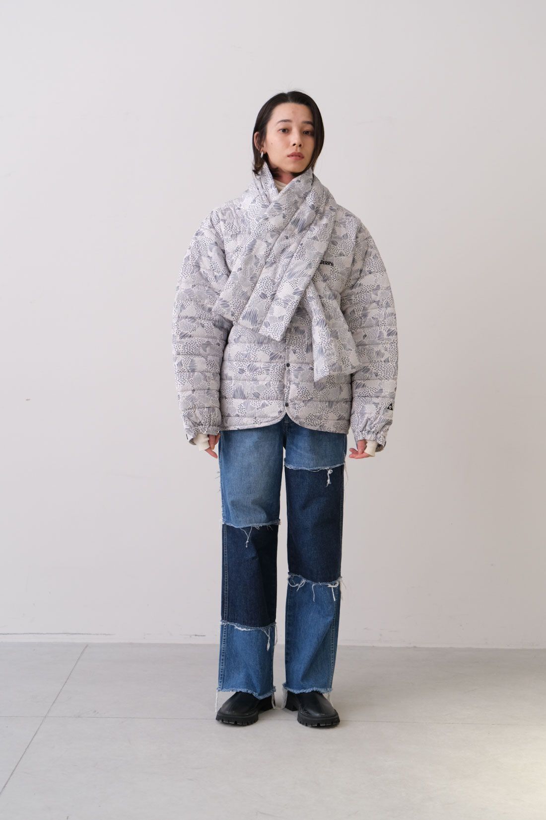 fashion special|MEDE19F 〈SELECT〉　【GERRY】 QUILTING JACKET|4 geometric dot　モデル身長：168cm