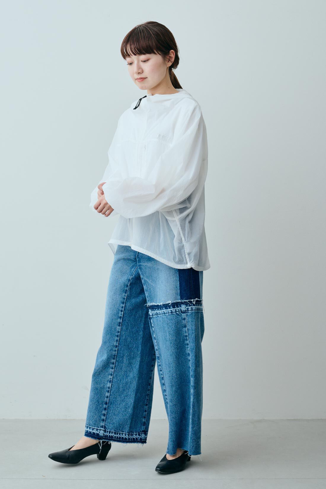 ファッションスペシャル|【WEB限定・特急便】　GERRY シアーパッカブルジャケット|1：white　モデル身長：163cm