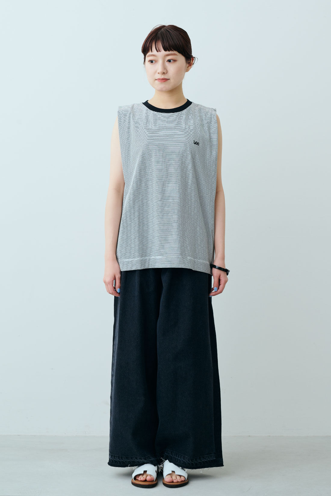 fashion special|【WEB限定・特急便】　Lee EMBROIDERY N/S TEE|6：ボーダー　モデル身長：163cm
