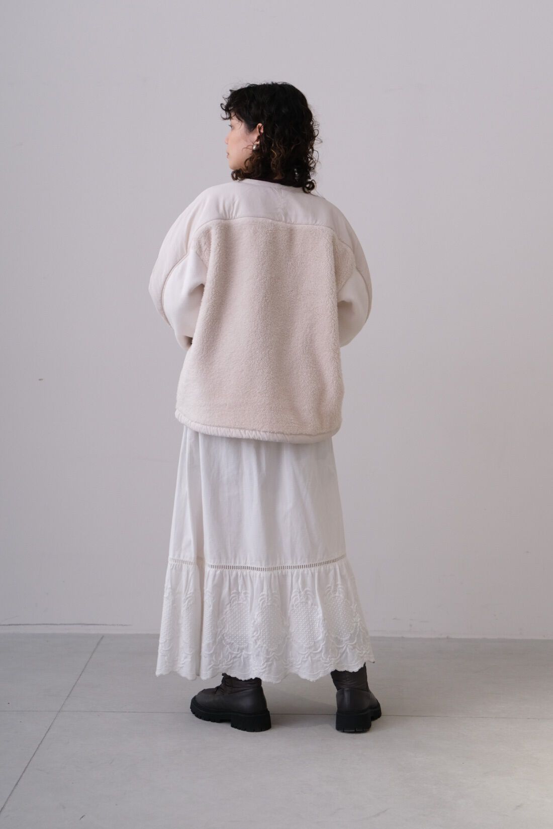 fashion special|MEDE19F 〈SELECT〉　【GERRY】 BOA V-NECK JACKET|1 cream モデル身長：157cm