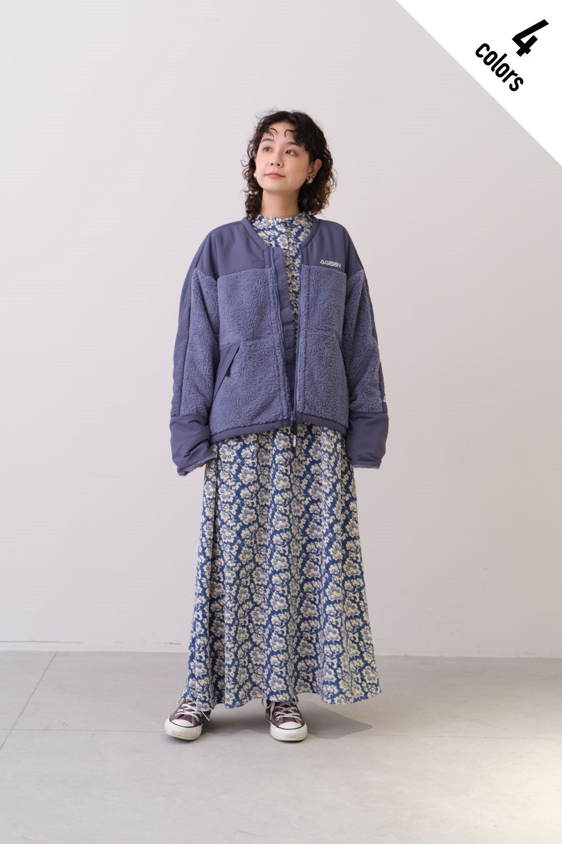 fashion special|MEDE19F 〈SELECT〉　【GERRY】 BOA V-NECK JACKET|3 lilac モデル身長：157cm