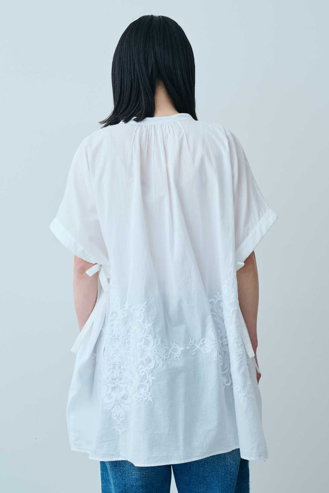 fashion special|【WEB限定・特急便】MEDE19F 〈SELECT〉AAYUSHI　ミルコットンボイルエンブロイダリーチュニックシャツ