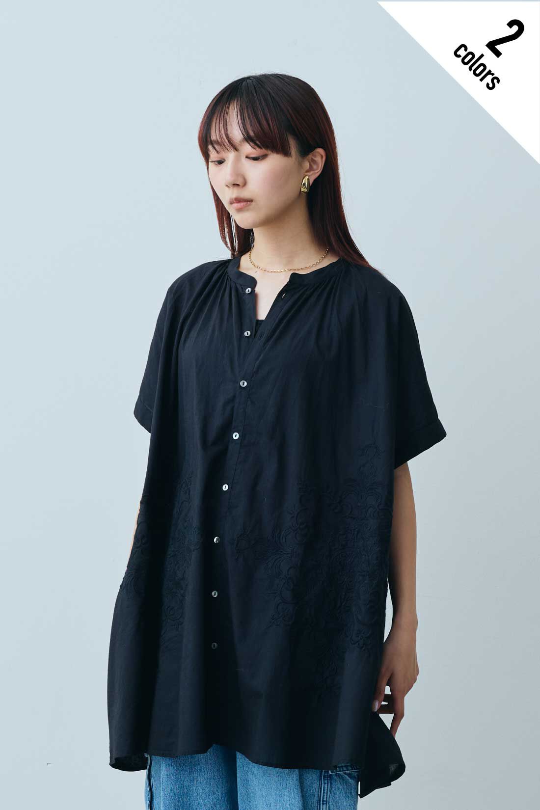 fashion special|【WEB限定・特急便】MEDE19F 〈SELECT〉AAYUSHI　ミルコットンボイルエンブロイダリーチュニックシャツ