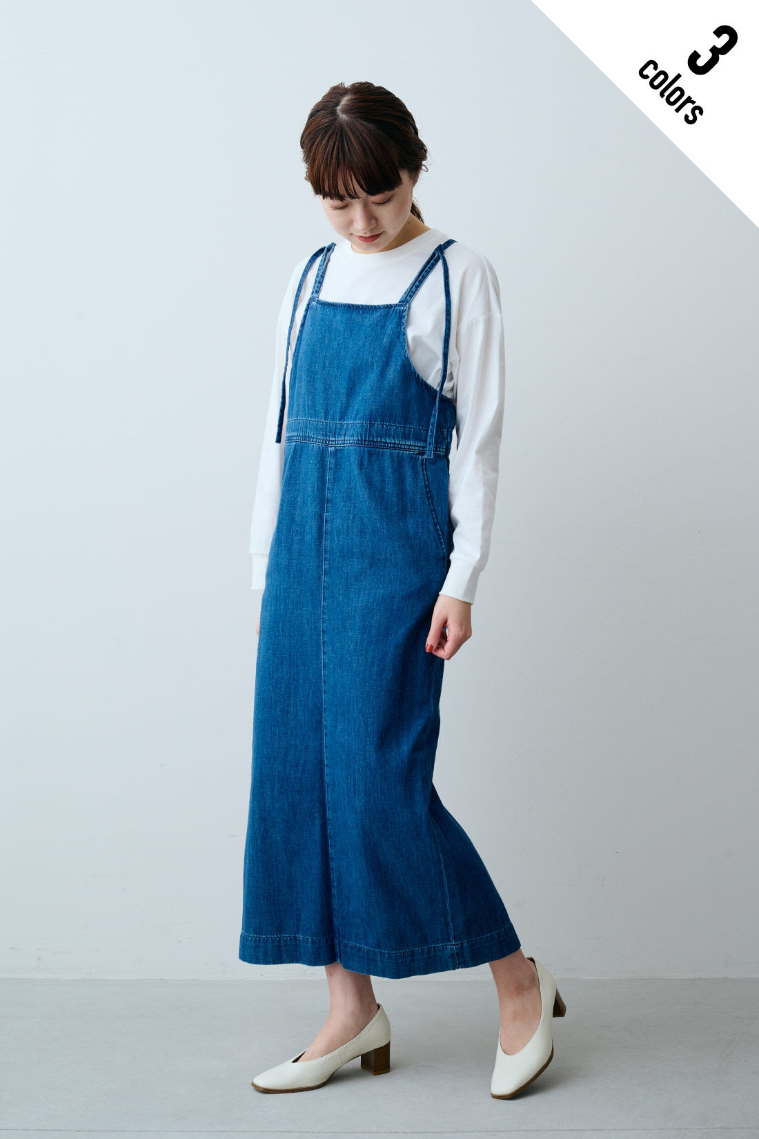 fashion special|【WEB限定・特急便】　Lee HERITAGE LITE  SALOPETTE SKIRT|1：デニム　モデル身長：163cm