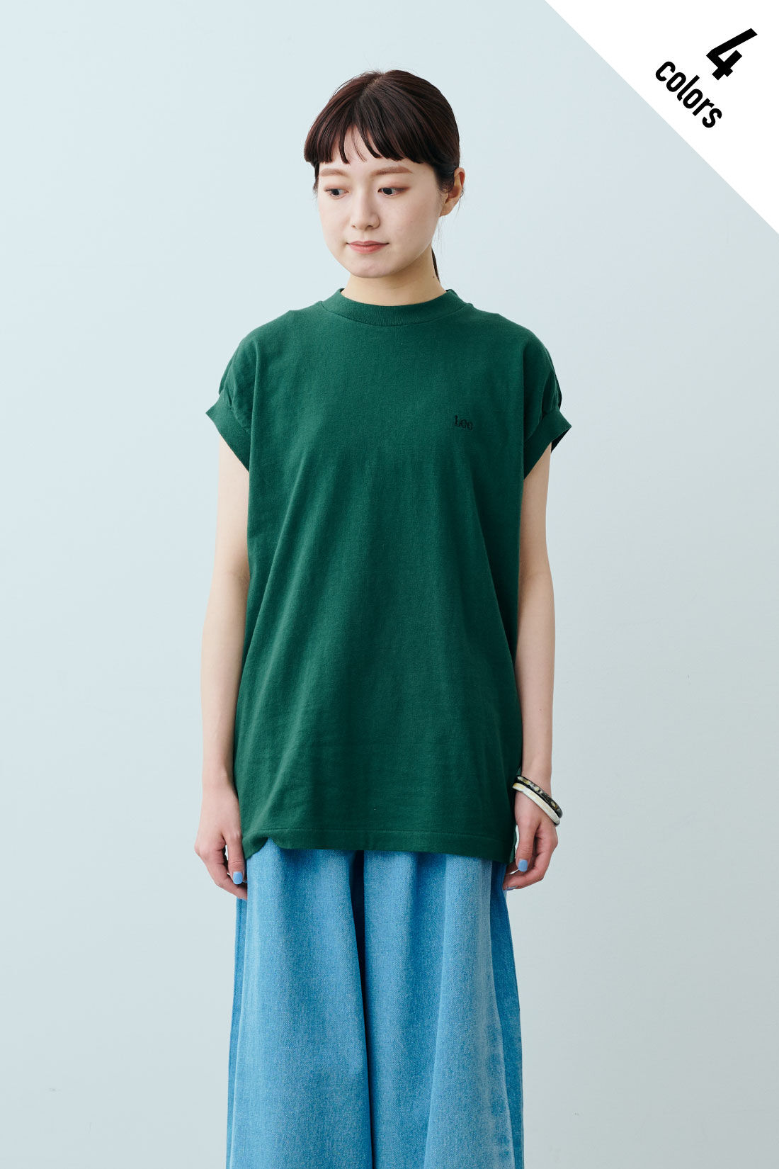 fashion special|【WEB限定・特急便】　Lee PAFF N/S TEE|2：グリーン　モデル身長：163cm