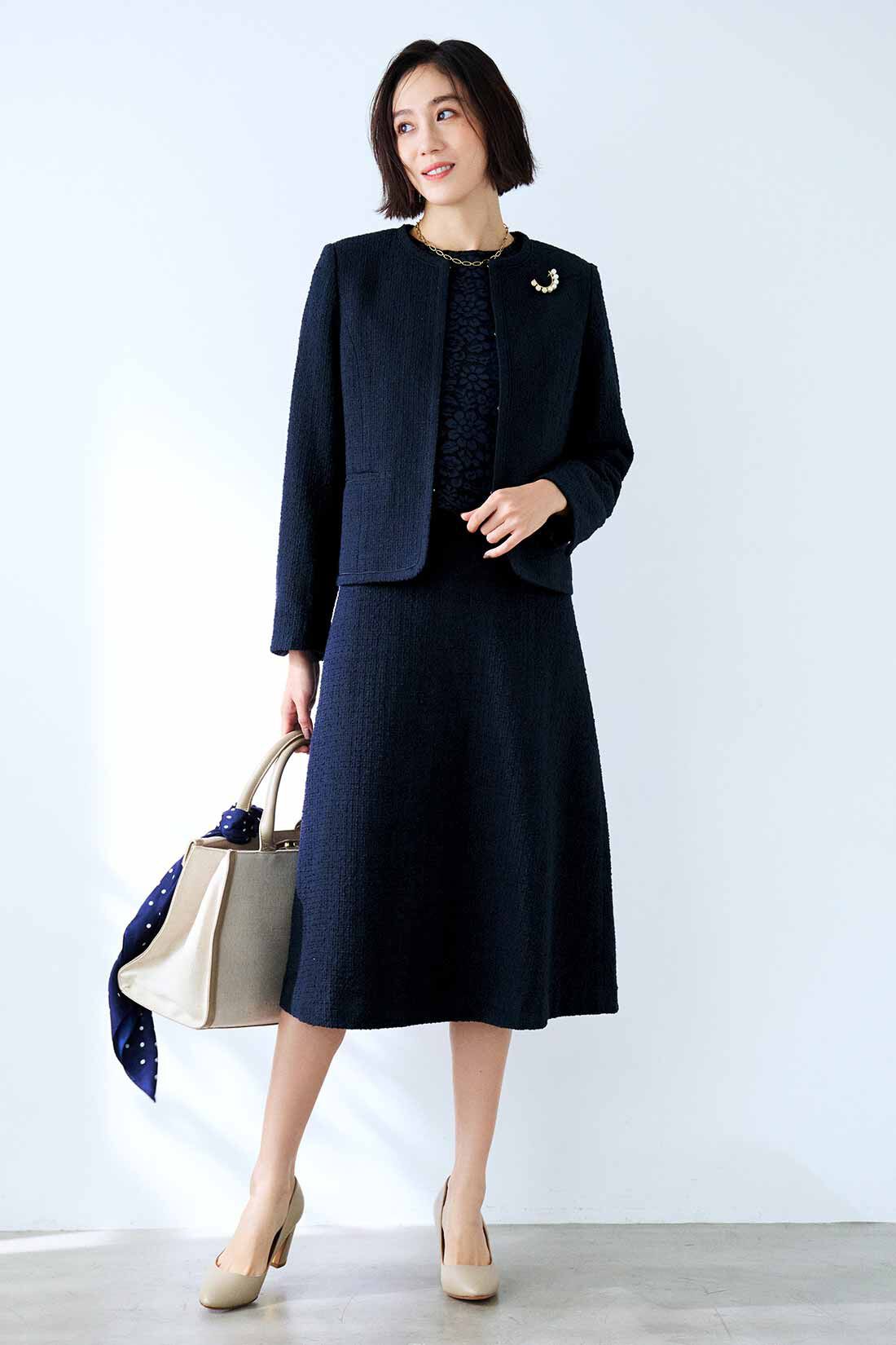 IEDIT[イディット] 繊細レースが上品な正統派さんのためのワンピースセット〈ネイビー〉｜fashion special[ファッションスペシャル]｜ フェリシモ【公式通販】