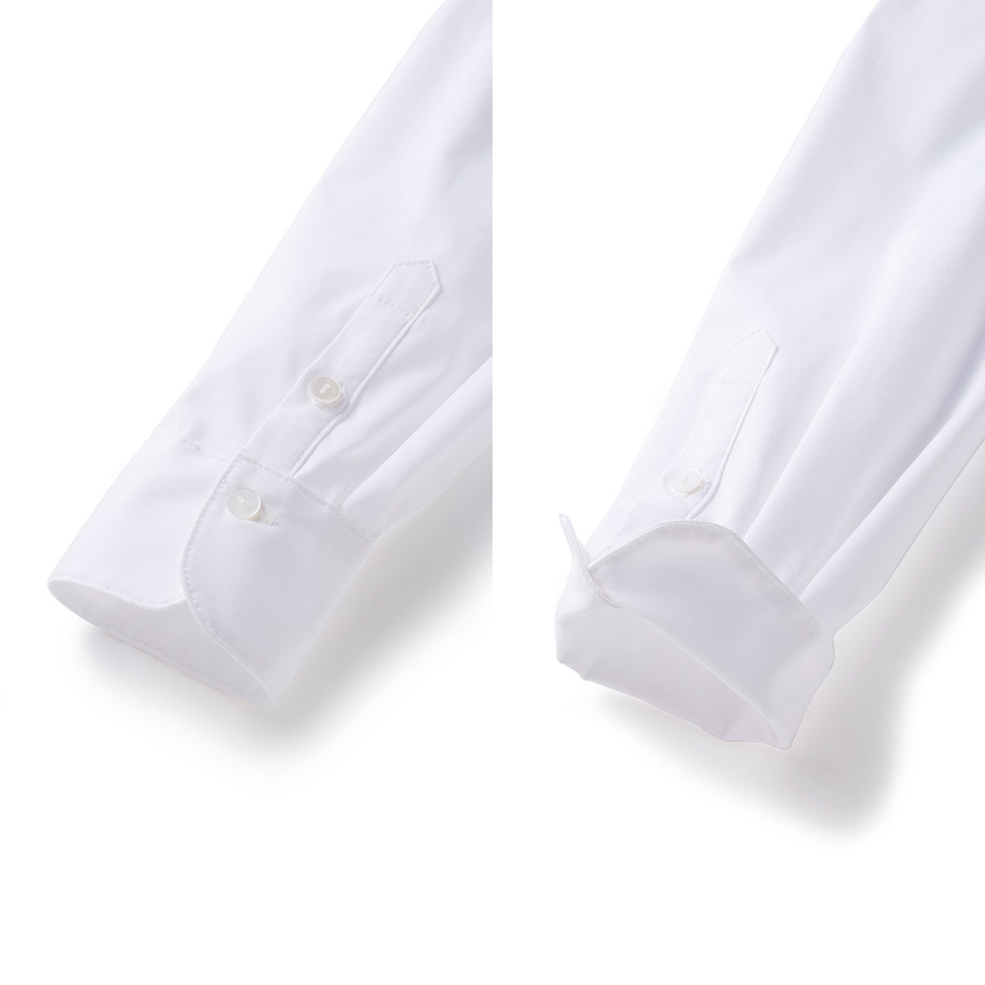 FelissimoLX|LX　大人女性の今が輝く　理想の白シャツ|カフスに丸みを持たせ、ボタンを２個つけることにより、着こなしの幅を広げています。