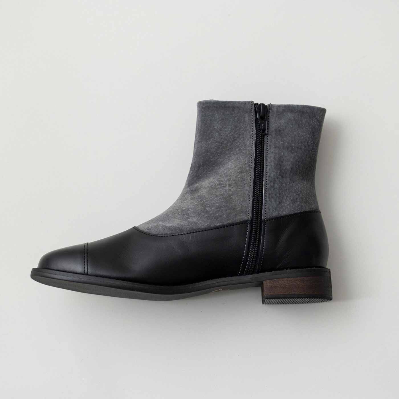 ＆Stories|長田の靴職人とプランナーＭＯＥが作った　職人本革のボタンアップブーツ〈ブラック＆グレー〉|ファスナー式だから、脱ぎ履きもスムーズ。