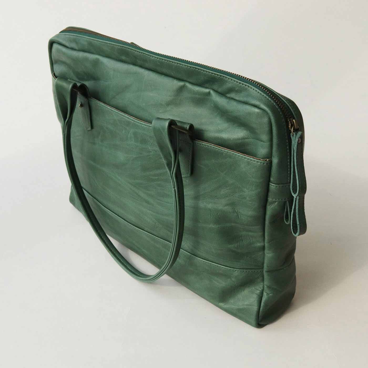＆Stories|鞄デザイナーと作った 職人本革のブリーフバッグ〈ブリリアントターコイズ〉[本革　鞄：日本製]
