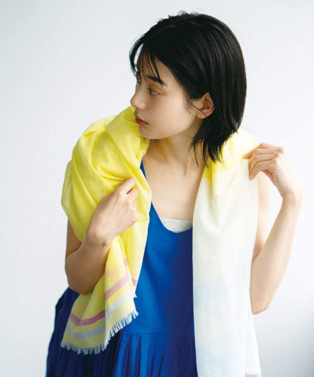 ＆Stories|テキスタイルデザイナーと作った 播州織のそよ風みたいなストール〈レモンイエロー〉[日本製]