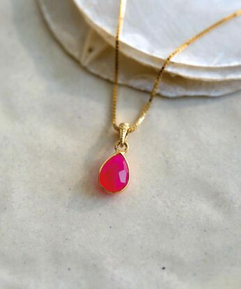 ＆Stories | 滋賀職人天然石ネックレス〈Ｆピンクカルセドニー〉