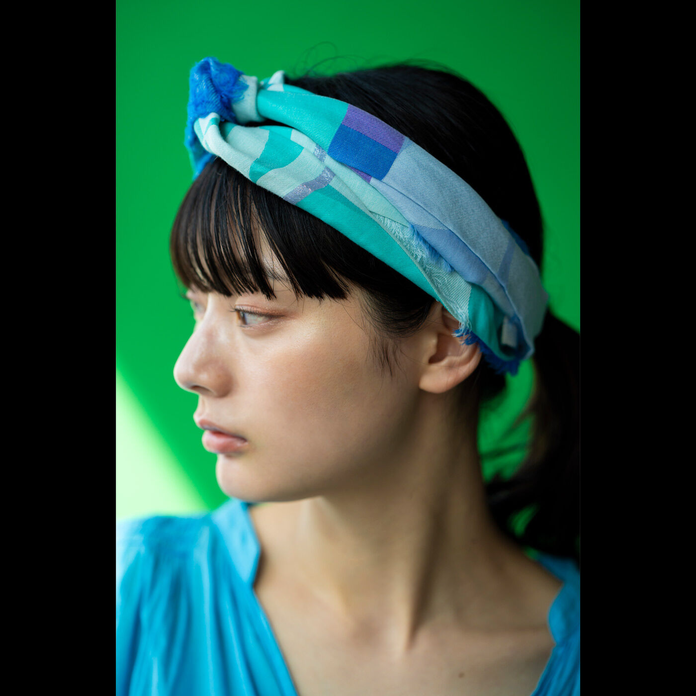 ＆Stories|テキスタイルデザイナーと作った　播州ジャカード織のヘアターバン|4:〈ブルーグリーン×ブルー〉
