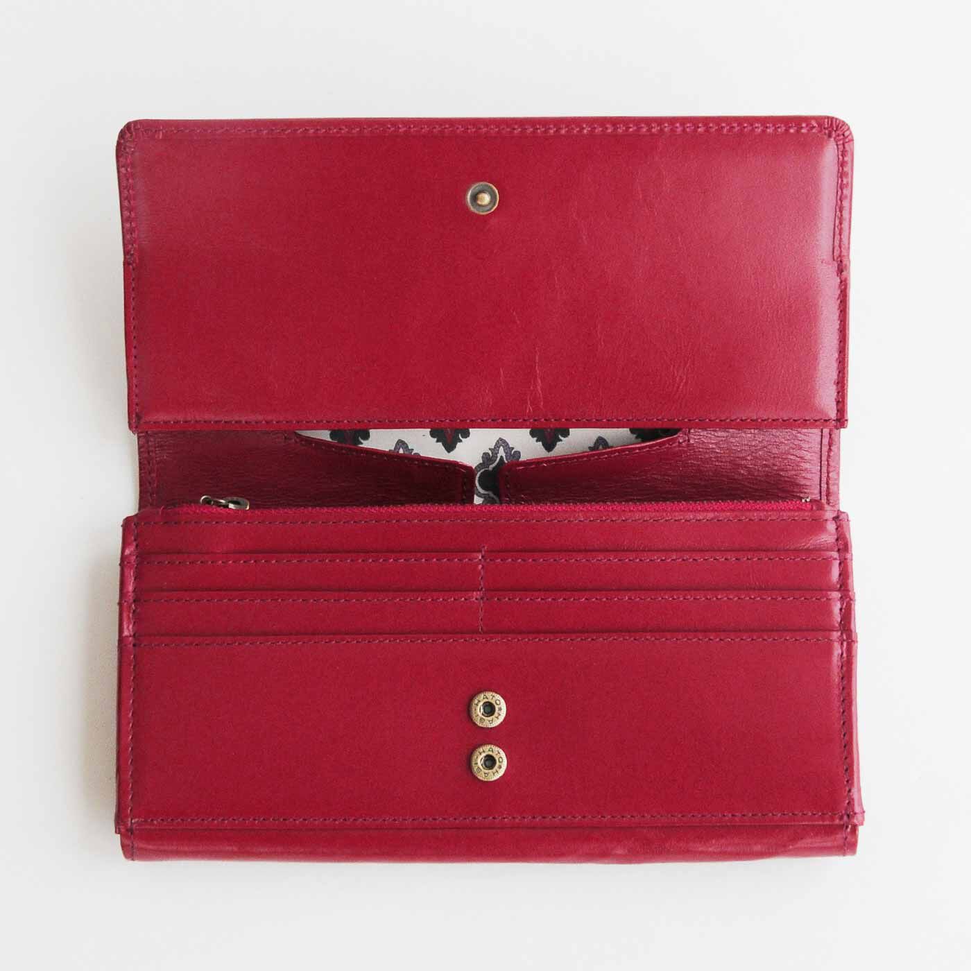 ＆Stories|職人仕上げの馬革ギャルソン財布〈薔薇色〉[本革 財布：日本製]|カードポケットは充実の16個を完備。お札入れは3室あります。