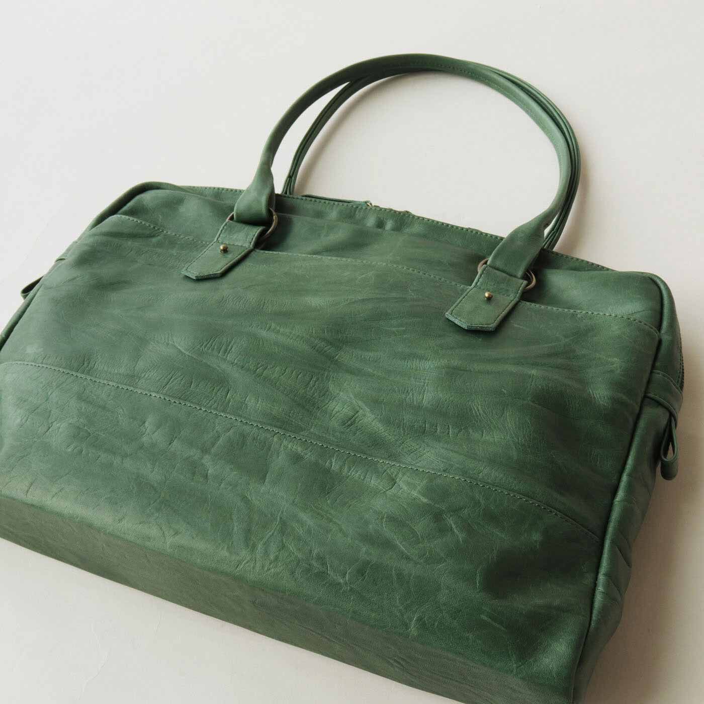 ＆Stories|鞄デザイナーと作った 職人本革のブリーフバッグ〈ブリリアントターコイズ〉[本革　鞄：日本製]|ターコイズ色の革はしぼり加工のため、商品によりしわの出方が大きく異なります。