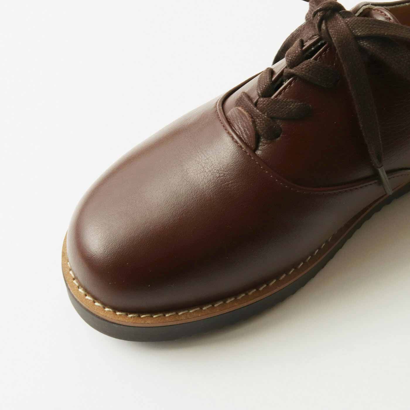 ＆Stories|長田の靴職人と靴デザイナーが作った 職人本革のポストマンシューズ〈マホガニーブラウン〉[本革　靴：日本製]|愛嬌のあるまあるいつま先。