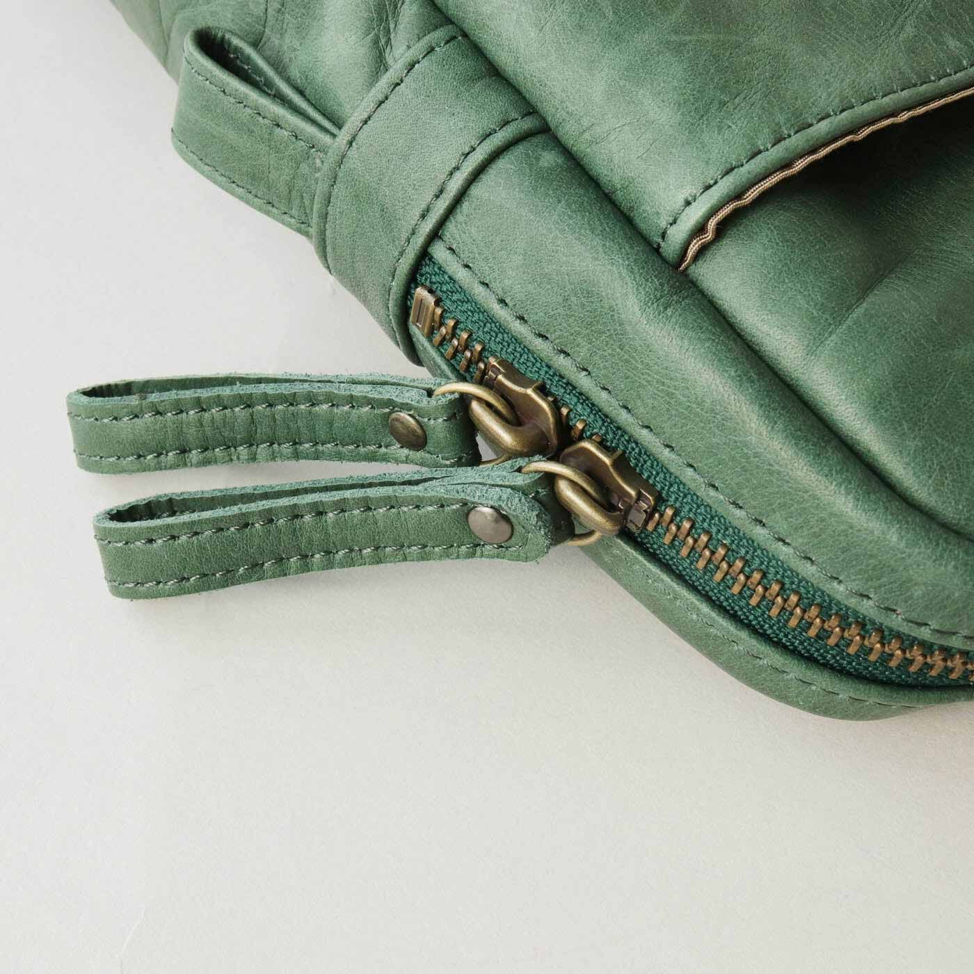 ＆Stories|鞄デザイナーと作った 職人本革のブリーフバッグ〈ブリリアントターコイズ〉[本革　鞄：日本製]|使いやすいダブルファスナー仕様です。