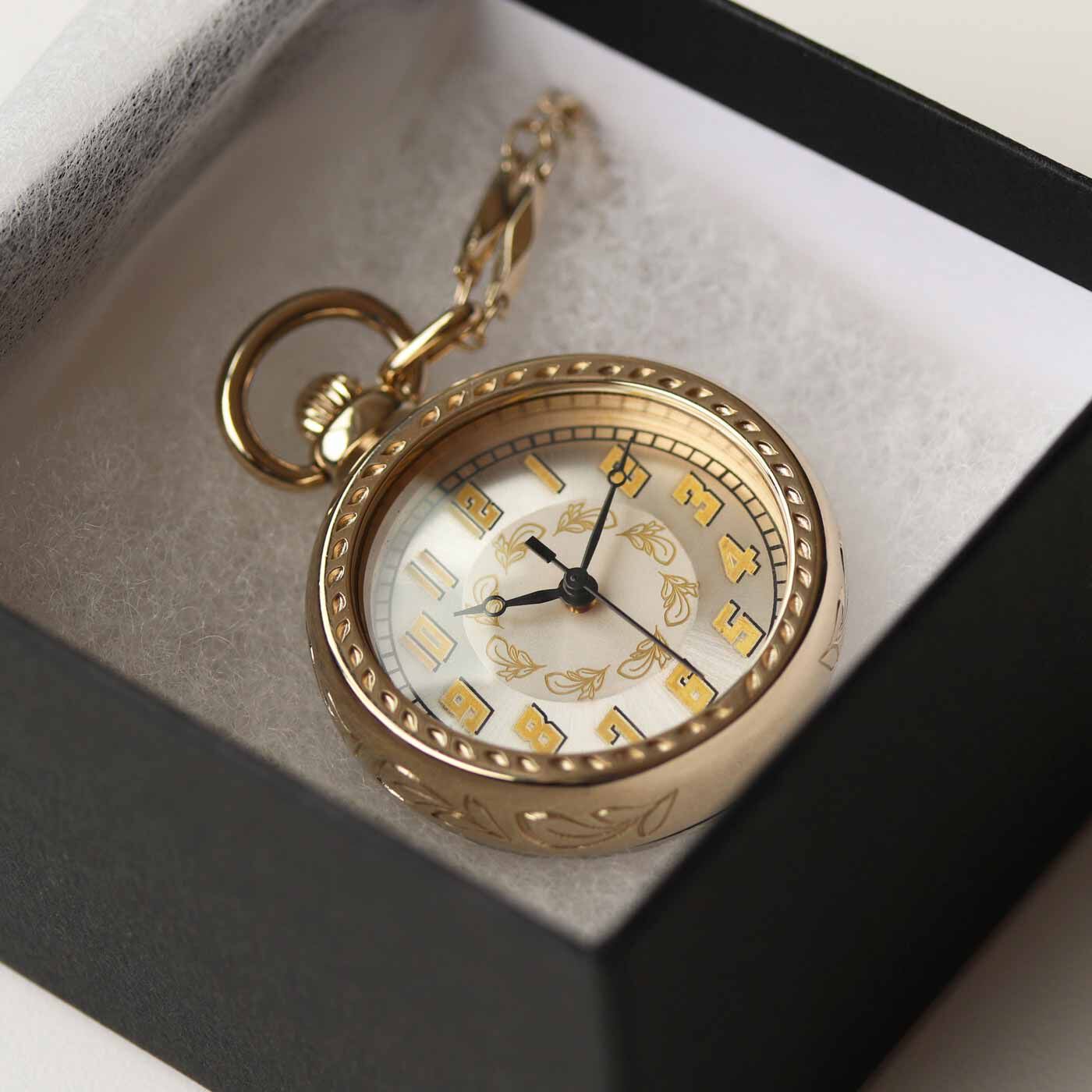 ＆Stories|滋賀の時計工房と作った アールデコ調の懐中時計〈シャンパンゴールド〉|箱入りなのでギフトにも。