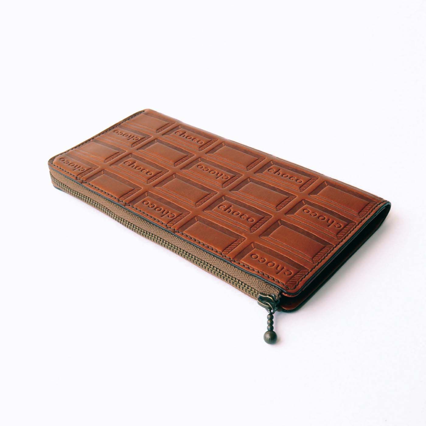 美品 フェリシモ 幸福のチョコレート 本革チョコ柄のバイヤー長財布 