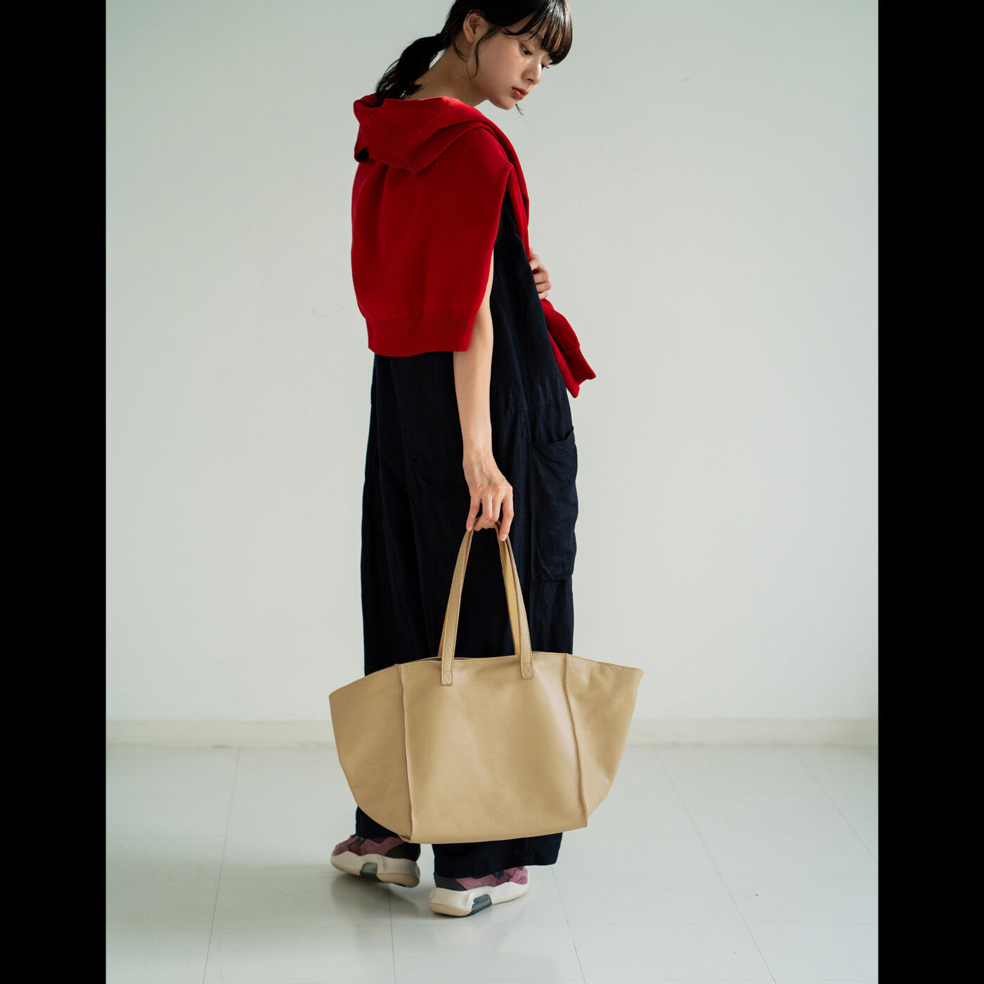 福岡の鞄作家が作った 職人本革のナーヴェトート〈エクリュベージュ〉