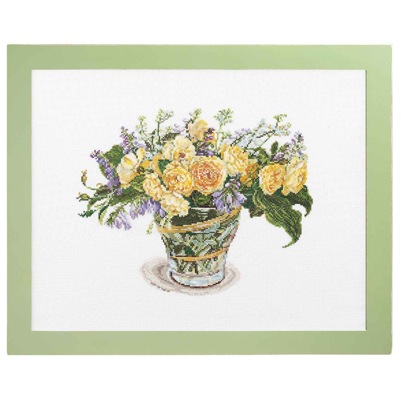 Couturier special|みずみずしい花の水彩画　Ｆｕｊｉｃｏコレクション　クロスステッチキット|2.グラハム・トーマスとバター・カップ