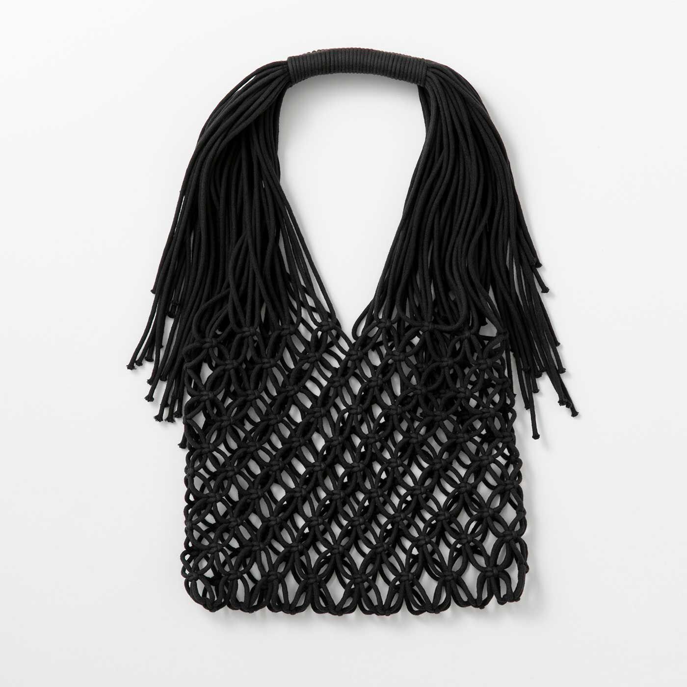 Couturier special|透かし模様を結んで作る　マクラメネットバッグキット|２：ブラック　　※取っ手の長さは制作時に調整可能です。