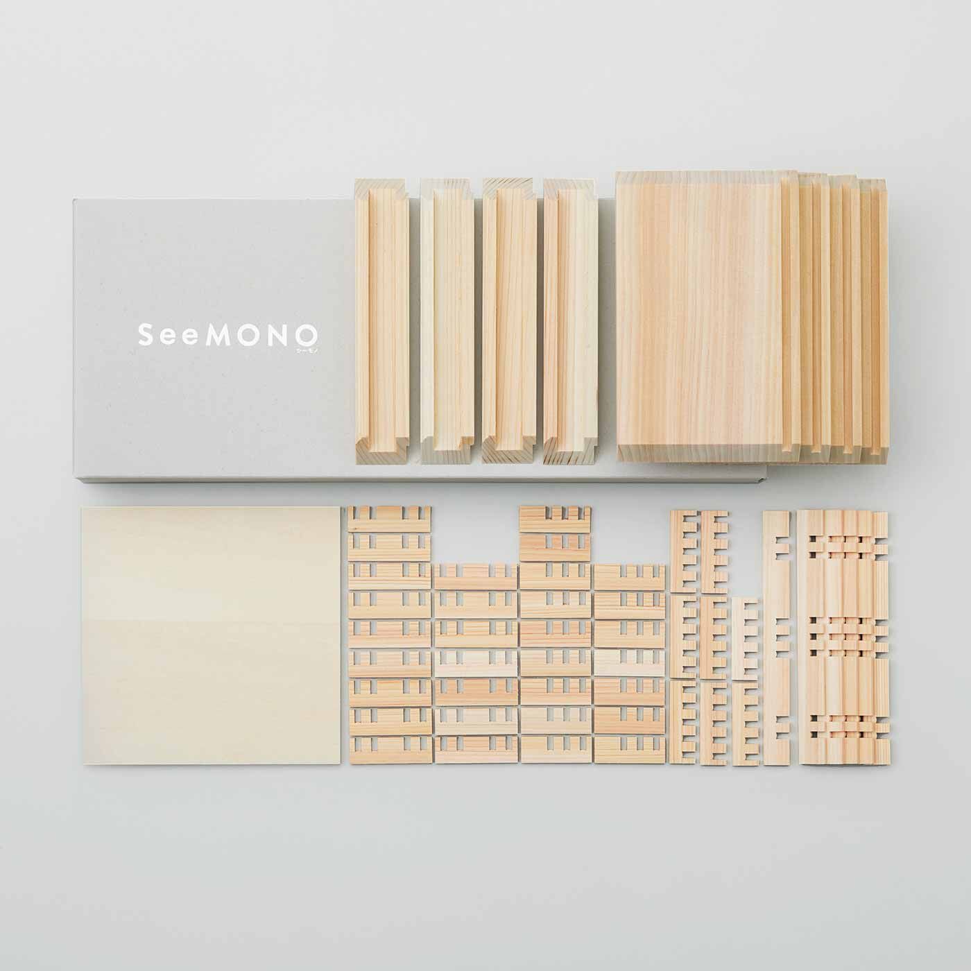SeeMONO|建具職人さんと作った 組子細工のふた付き小物入れキットの会|・1回のお届けキット例です。