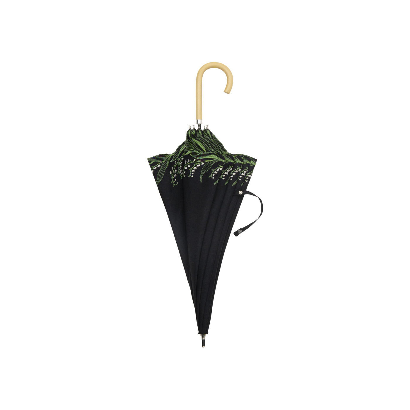 SeeMONO|繊細な刺しゅうが美しいスズランの晴れ雨兼用傘〈ＢＬＡＣＫ〉|コンパクトで日を問わずに持ちやすい。