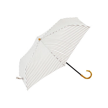 SeeMONO | 晴雨兼用 ストライプ柄 の 折りたたみ傘 (グレージュ)