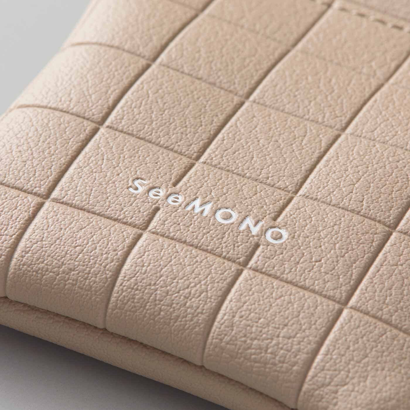 SeeMONO[シーモノ］|小物をすっきり仕分け整理 ぱくぱくばね口のミニポーチの会|さりげなくシーモノのロゴを箔（はく）押ししました。