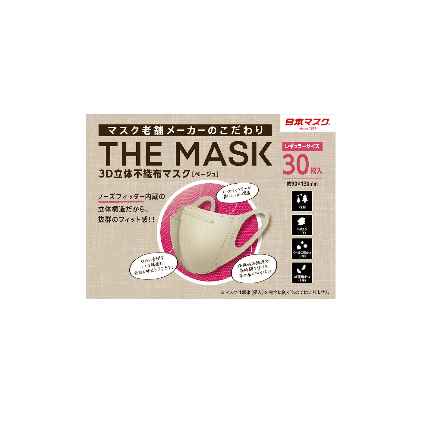 FELISSIMO PARTNERS|息らくらく 3D立体不織布マスク　THE MASK2箱セット（60枚)