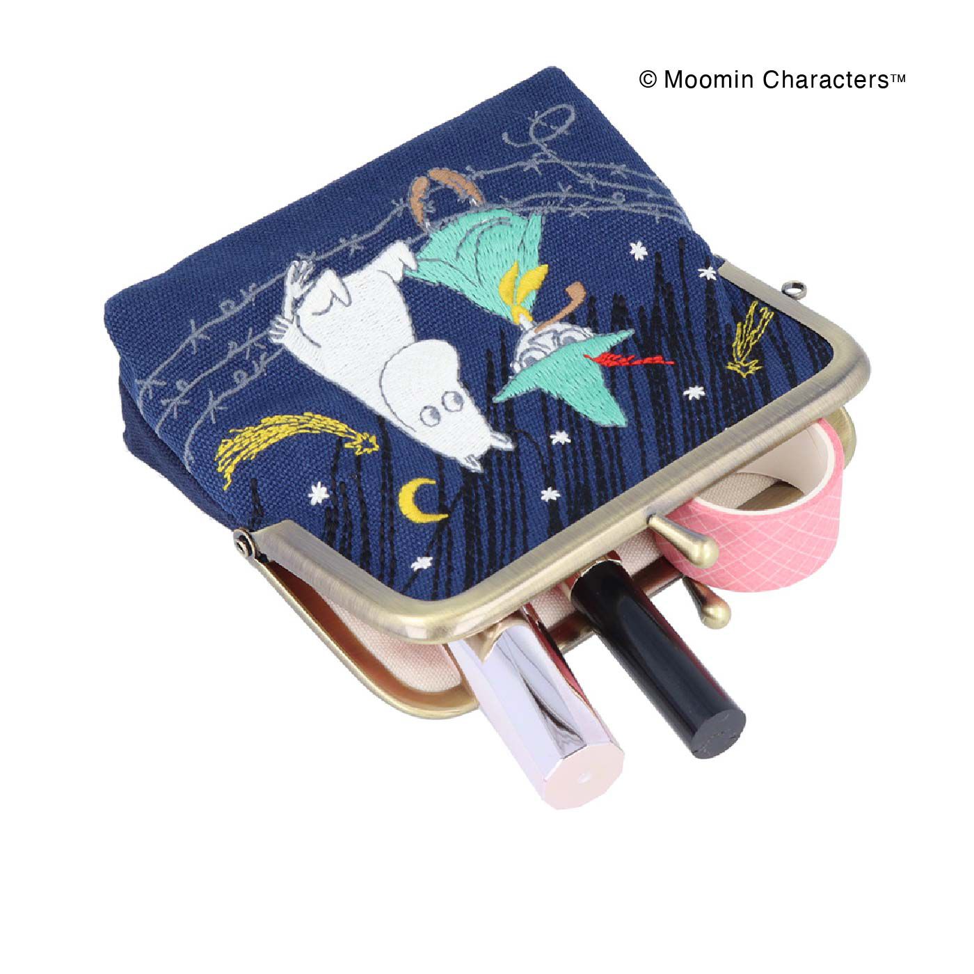 MOOMIN たたみ刺しゅうが繊細でかわいいがま口ポーチ〈ミニ〉