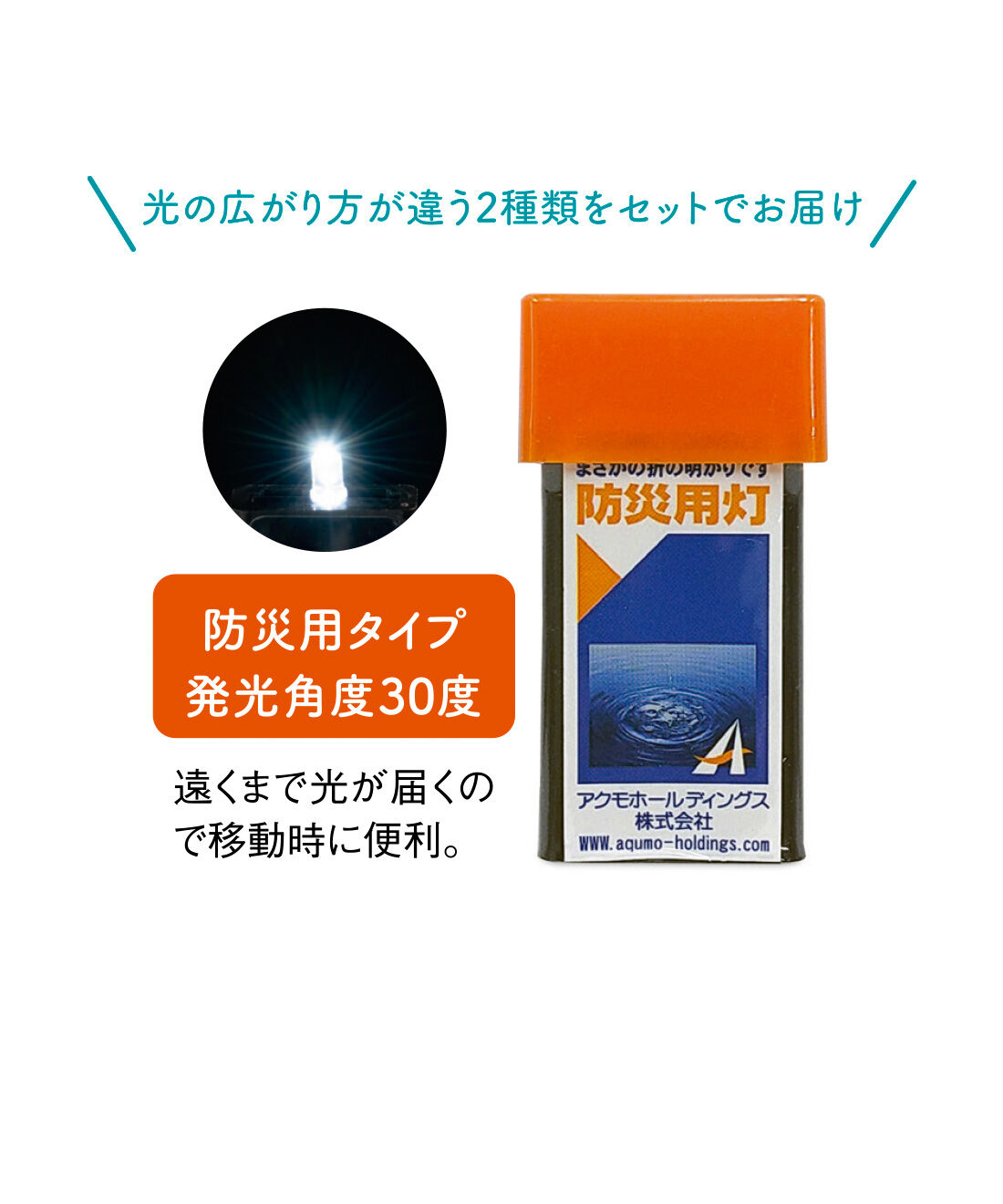 FELISSIMO PARTNERS|電池も火も不要 水に浸けると2秒で点灯 10年保存アクモキャンドル