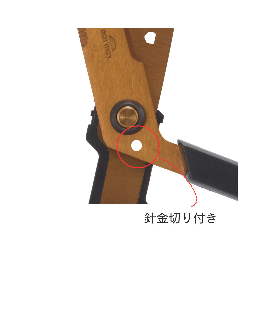 FELISSIMO PARTNERS|ダンボールもザクザク切れるはさみＺＡＣＣＣ　チタンコート刃|刃を開いて重ねた穴に針金を通すことで、軽い力で切ることができます。※ピアノ線、ゼムクリップ、ステンレス針金、極端に薄いもの（ビニールなど）は切れません。