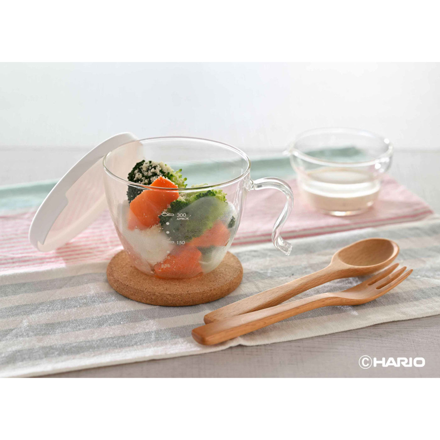 FELISSIMO PARTNERS|ひとり分のスープを電子レンジで簡単調理　スタッキングできるＨＡＲＩＯ耐熱ガラススープカップ