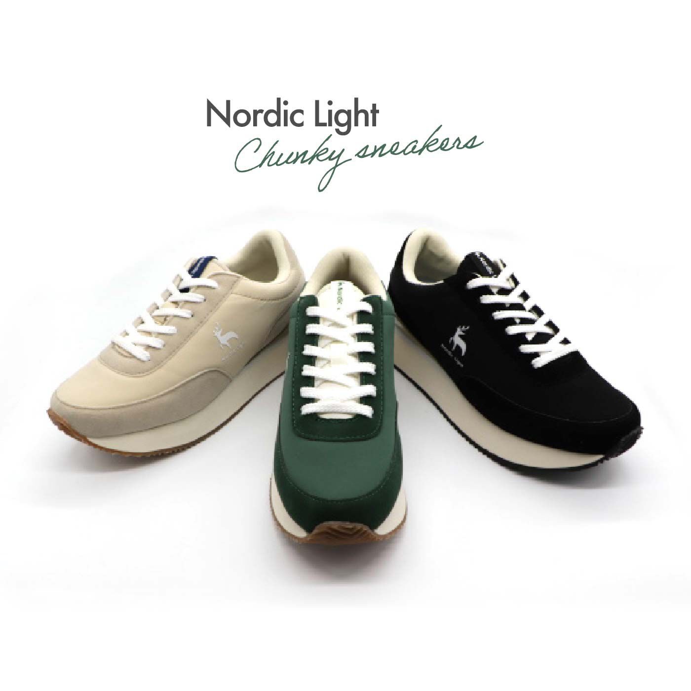 FELISSIMO PARTNERS|Nordic Light（ノルディックライト）  厚底の弾力性が心地いい　チャンキースタイルスニーカー〈グリーン〉